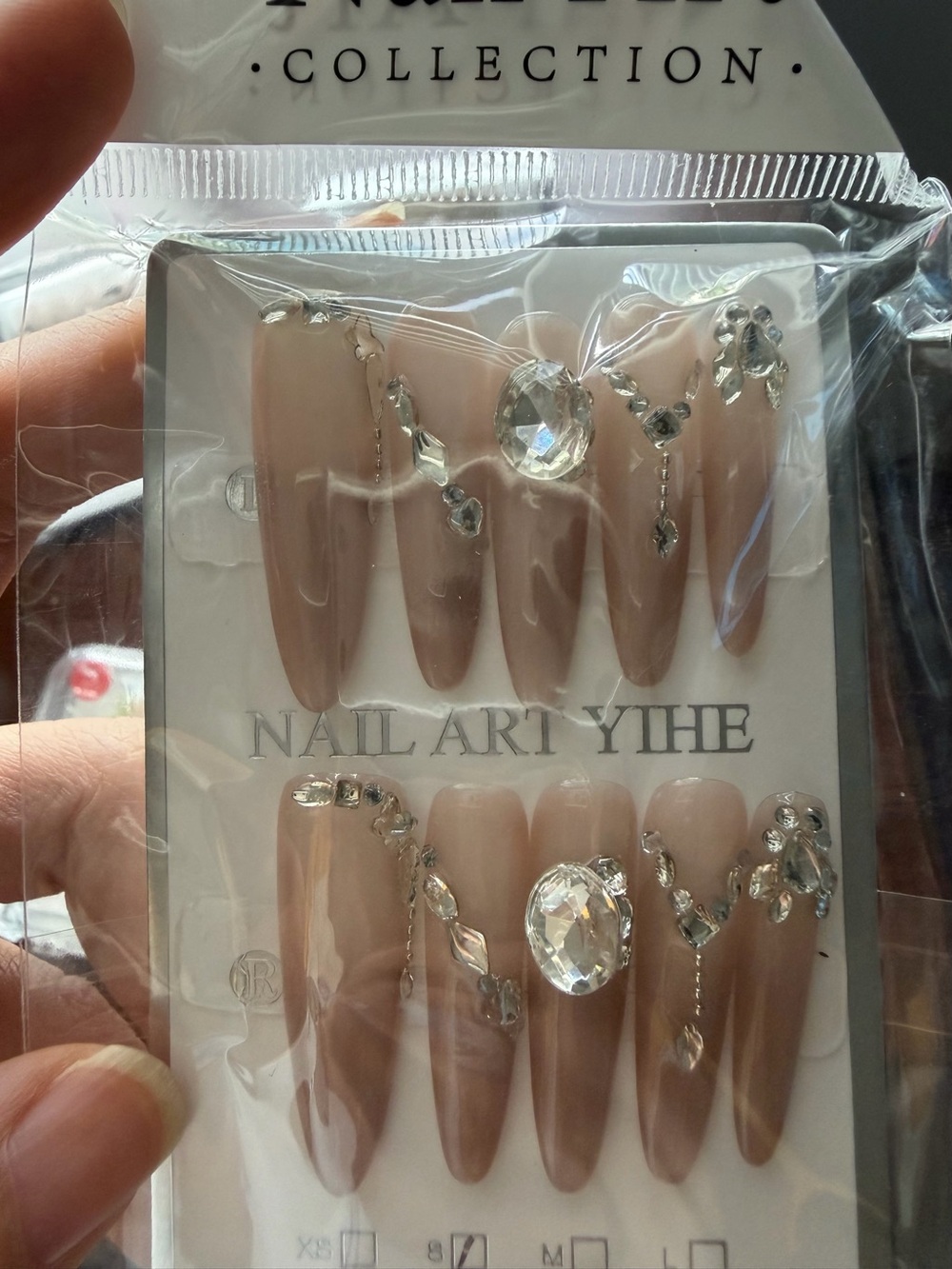 Nude Rhinestone Press-On Nails - Picture 2 of 2